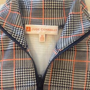 Jude Connally Navy and Coral Checkered Dress